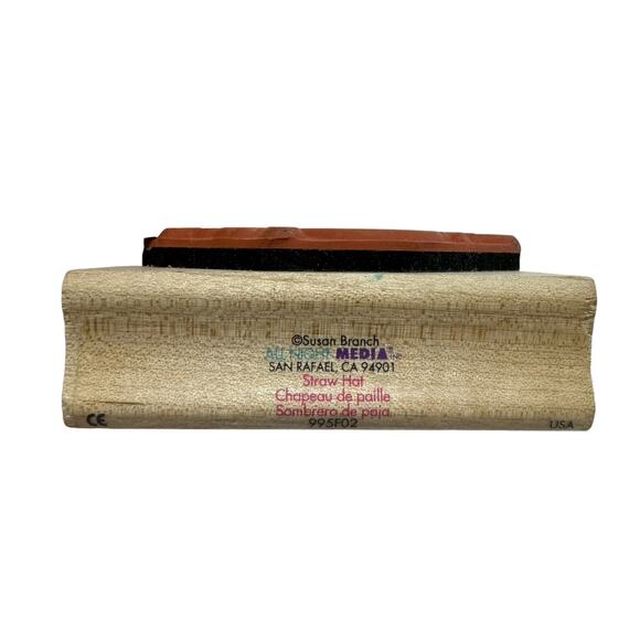 ALL NIGHT MEDIA Summer Straw Hat Susan Branch Design Wood Rubber Stamp 995F02 - Picture 3 of 6